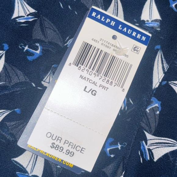 Ralph Lauren Dark Blue Sailboat Pattern Blouse - Picture 5 of 5